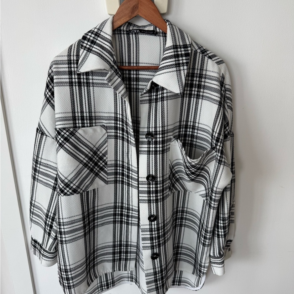 Zara Monochrome Oversize Plaid Shirt